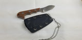 QSP Knives Neckmuk Brown Micarta D2 Steel Fixed Blade Neck Knife w/ Sheath 125E