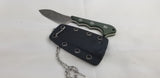 QSP Knives Neckmuk Green Micarta D2 Steel Fixed Blade Neck Knife w/ Sheath 125F