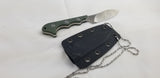 QSP Knives Neckmuk Green Micarta D2 Steel Fixed Blade Neck Knife w/ Sheath 125F