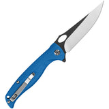 QSP Knife Gavial Linerlock Blue G10 Folding D2 Steel Pocket Knife 126A