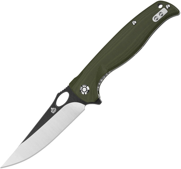 QSP Knife Gavial Linerlock OD Green G10 Folding D2 Steel Pocket Knife 126B