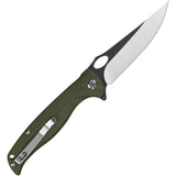 QSP Knife Gavial Linerlock OD Green G10 Folding D2 Steel Pocket Knife 126B