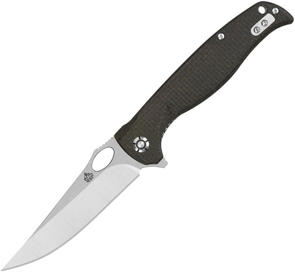 QSP Knife Gavial Linerlock Brown Micarta Folding D2 Steel Pocket Knife 126D1