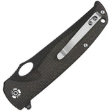 QSP Knife Gavial Linerlock Brown Micarta Folding Black D2 Pocket Knife 126D2