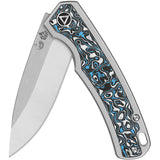 QSP Knife Puffin Framelock Gray Titanium & Carbon Fiber Folding Knife 127F1