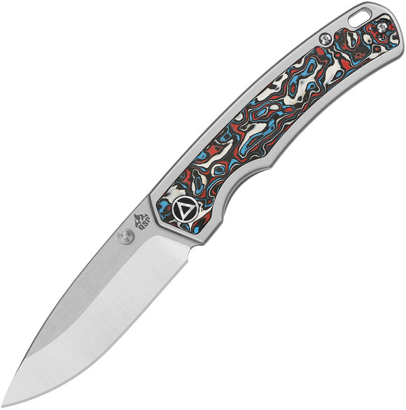 QSP Knife Puffin Framelock Gray Titanium & Carbon Fiber Folding Knife 127G1