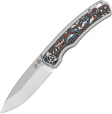 QSP Knife Puffin Framelock Gray Titanium & Carbon Fiber Folding Knife 127G1
