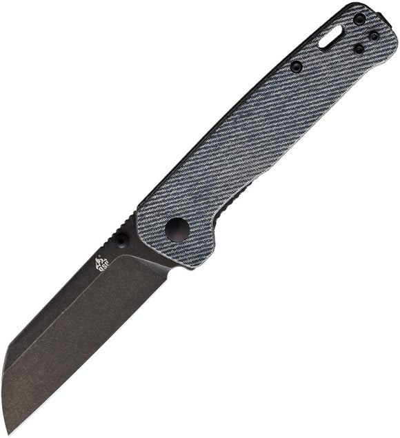 QSP Penguin Linerlock Denim Micarta Folding Pocket Knife Black D2 Steel 130B2