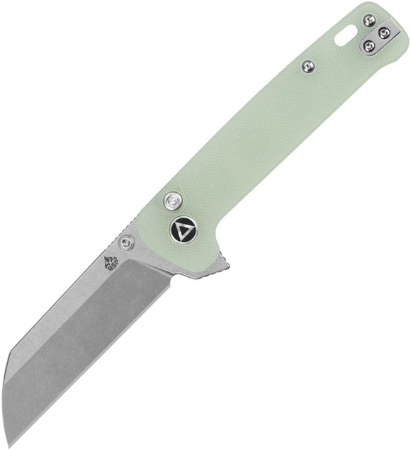 QSP Knife Penguin Button Lock Jade G10 Folding 14C28N Pocket Knife 130BLB1