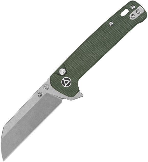 QSP Knife Penguin Button Lock Green Micarta Folding 14C28N Pocket Knife 130BLC1