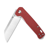 QSP Penguin Red Micarta Linerlock Folding D2 Knife 130d