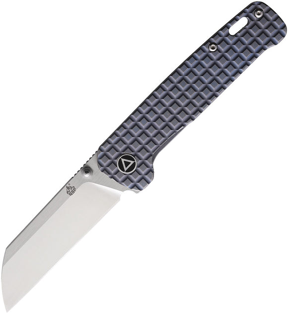 QSP Penguin Pocket Knife Framelock Blue Titanium Folding 154CM Blade 130RFRG1