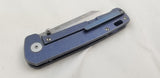 QSP Knives Penguin Framelock Blue Titanium Folding 154CM Pocket Knife 130R