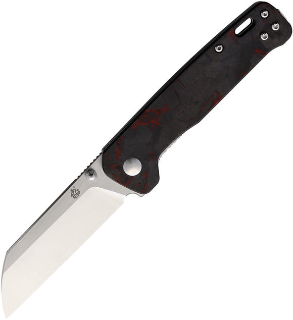 QSP Penguin Linerlock Black/Red Carbon Fiber Folding D2 Pocket Knife 130TRD