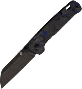 QSP Penguin Linerlock Black/Blue Carbon Fiber Folding Black D2 Knife 130UBL