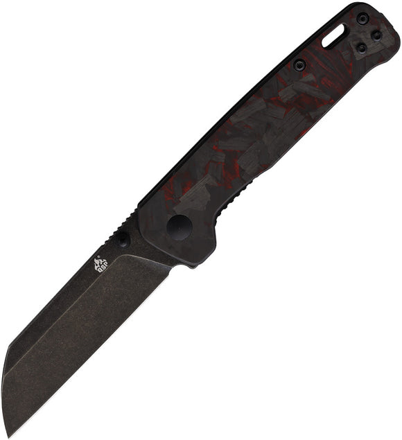 QSP Penguin Linerlock Black/Red Carbon Fiber Folding Black D2 Steel Knife 130URD