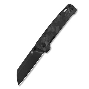 QSP Penguin Shredded Carbon Fiber D2 Black Blade Folding Knife 130u