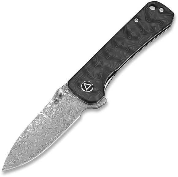 QSP Knives Hawk Carbon Fiber Handle Damascus Steel Folding Knife 131A