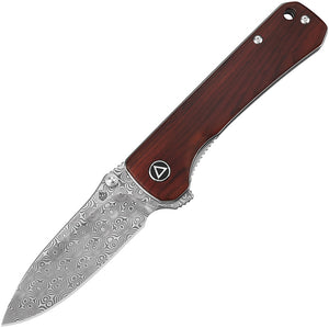 QSP Knife Hawk Linerlock Cocobolo Wood Folding Damascus Pocket Knife 131B2