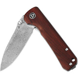 QSP Knife Hawk Linerlock Cocobolo Wood Folding Damascus Pocket Knife 131B2