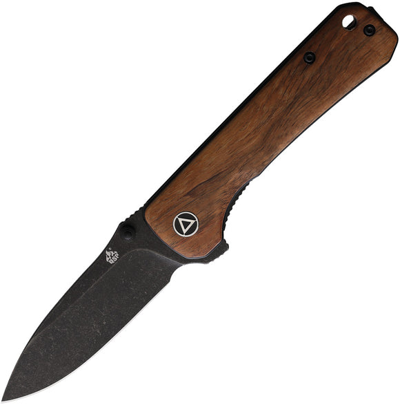 QSP Hawk Pocket Knife Linerlock Mkuruti Wood Folding Black 14C28N Sandvik 131O2