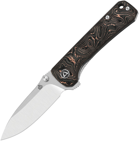 QSP Hawk Pocket Knife Linerlock Copper Foil Carbon Fiber Folding S35VN 131T