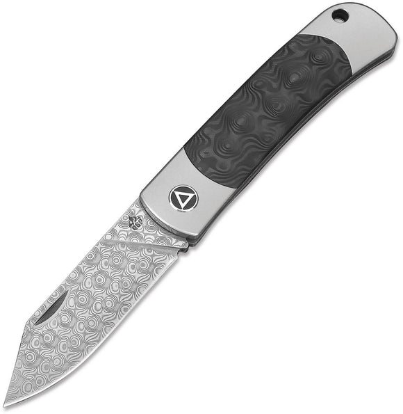 QSP Knives Falcon Carbon Fiber Handle Damascus Slip Joint Folding Knife 133A