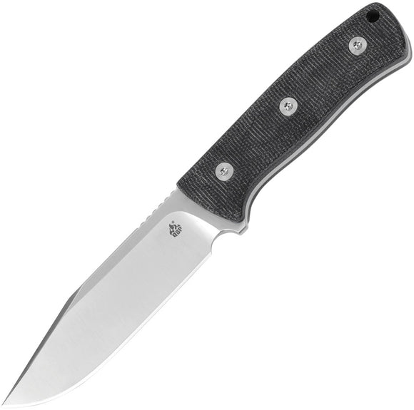 QSP Knife Bison Fixed Blade Knife Black Micarta D2 Steel w/ Belt Sheath 134A