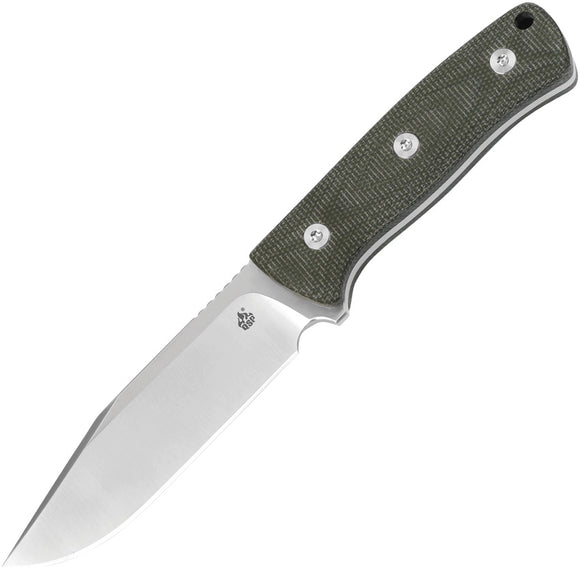 QSP Knife Bison Fixed Blade Knife Green Micarta D2 Steel w/ Belt Sheath 134C