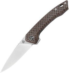 QSP Knife Leopard Pocket Knife Linerlock Brown Micarta Folding 14C28N Blade 135D