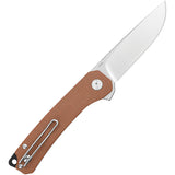 QSP Knife Osprey Brown Micarta Linerlock D2 Folding Knife 139a