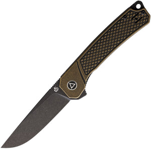 QSP Osprey Pocket Knife Linerlock Brass Folding Black 14C28N Sandvik Blade 139D2