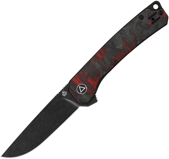 QSP Osprey Shredded Red Carbon Fiber Black blade Folding Knife 139f2