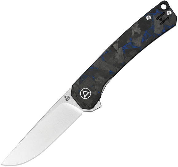 QSP Osprey Shredded Blue Carbon Fiber Linerlock Folding Knife 139g1