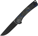 QSP Osprey Shredded Blue Carbon Fiber Linerlock Black Blade Folding Knife 139g2