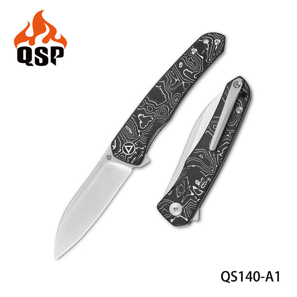 QSP Otter Pocket Knife Linerlock Aluminum Foil Carbon Fiber Folding S35VN 140A1