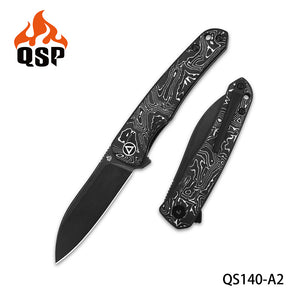 QSP Otter Pocket Knife Linerlock Aluminum Carbon Fiber Folding Black S35VN 140A2