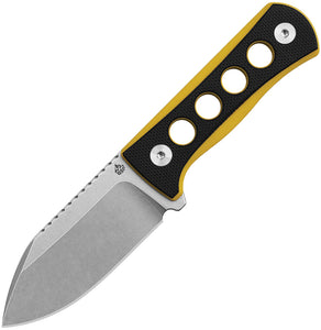 QSP Knife Canary Fixed Blade Neck Knife Yellow & Black Stonewash 14C28N 141A1