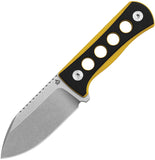 QSP Knife Canary Fixed Blade Neck Knife Yellow & Black Stonewash 14C28N 141A1
