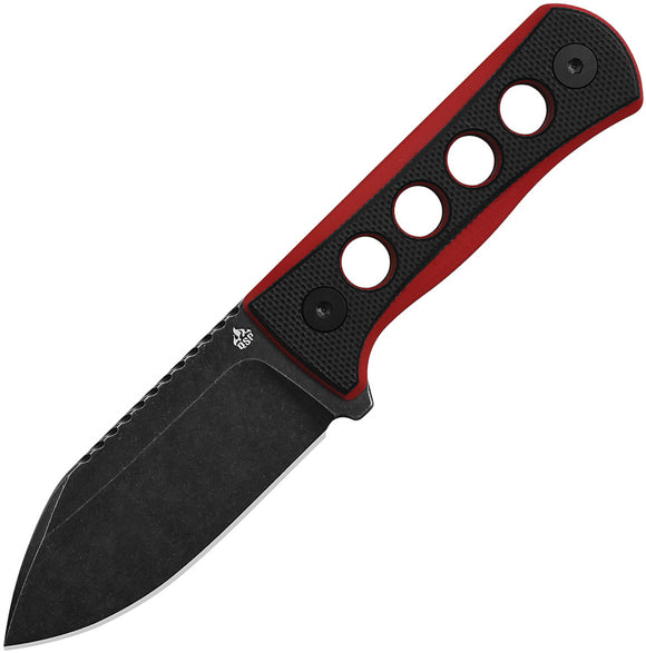 QSP Knife Canary Fixed Blade Neck Knife Red & Black G10 14C28N w/ Sheath 141B2