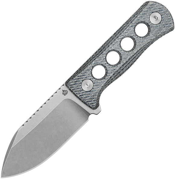 QSP Knife Canary Fixed Blade Neck Knife Denim Micarta Stonewash 14C28N 141D1