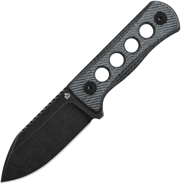QSP Knife Canary Fixed Blade Neck Knife Denim Micarta 14C28N w/ Sheath 141D2