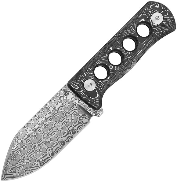QSP Knife Canary Fixed Blade Neck Knife Aluminum Foil Carbon Fiber Damascus 141E