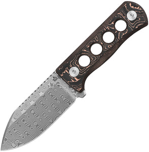 QSP Knife Canary Fixed Blade Neck Knife Copper Foil Carbon Fiber Damascus 141F