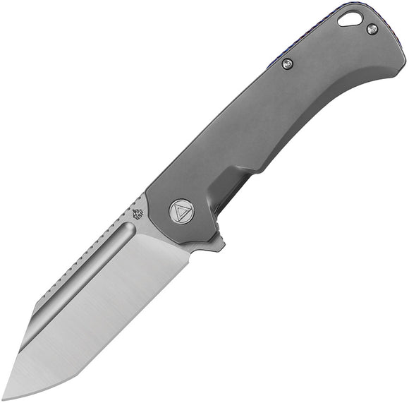 QSP Knife Rhino Pocket Knife Framelock Gray Titanium Folding Bohler M390 143A