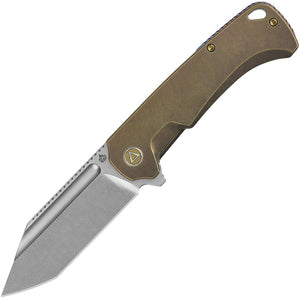QSP Knife Rhino Pocket Knife Framelock Bronze Titanium Folding Bohler M390 143D