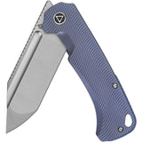 QSP Knife Rhino Framelock Blue Titanium Folding Bohler M390 Pocket Knife 143I
