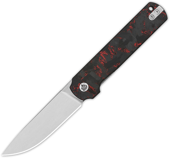 QSP Knife Lark Linerlock Red & Black Carbon Fiber Folding 14C28N Knife 144D