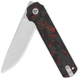 QSP Knife Lark Linerlock Red & Black Carbon Fiber Folding 14C28N Knife 144D