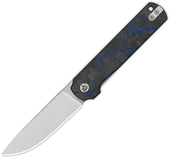 QSP Knife Lark Linerlock Blue & Black Carbon Fiber Folding 14C28N Knife 144E